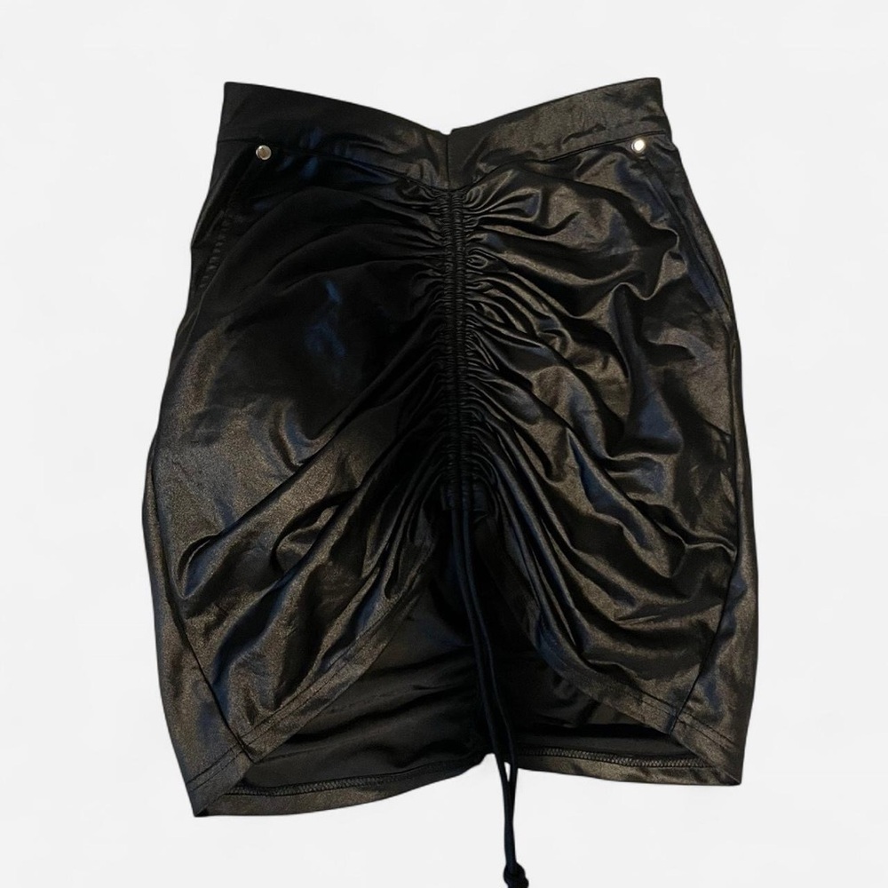 Maniere De Voir Dipped Waist Ruched Skirt Black